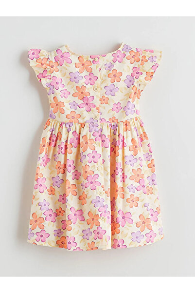 LC Waikiki Κοριτσίστικο φόρεμα με λαιμόκοψη Ecru