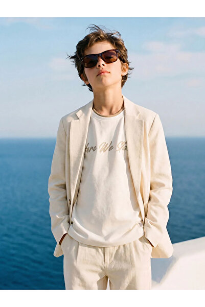 LC Waikiki Μπλέιζερ για αγόρια σε εκρού λινό στυλ