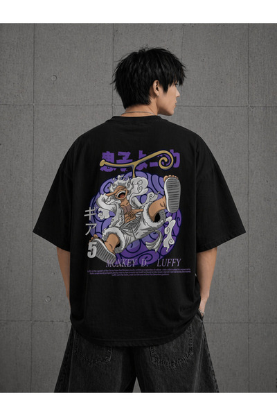 Nulivez تي شيرت للجنسين مطبوع عليه One Piece Luffy Gear 5 مقاس كبير، ملابس ال...