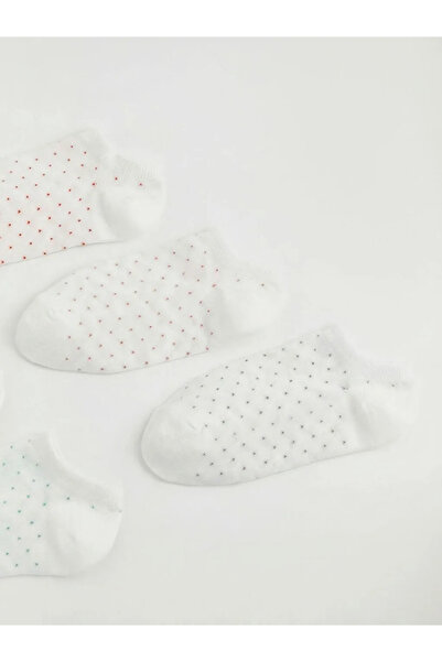 LC Waikiki Γυναικείες κάλτσες sneaker εκρού πουά, συσκευασία 5 τεμαχίων