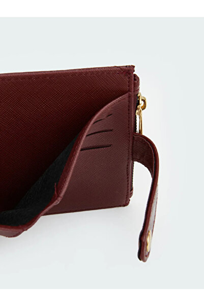 LC Waikiki Γυναικείο πορτοφόλι με δερμάτινο μπορντό