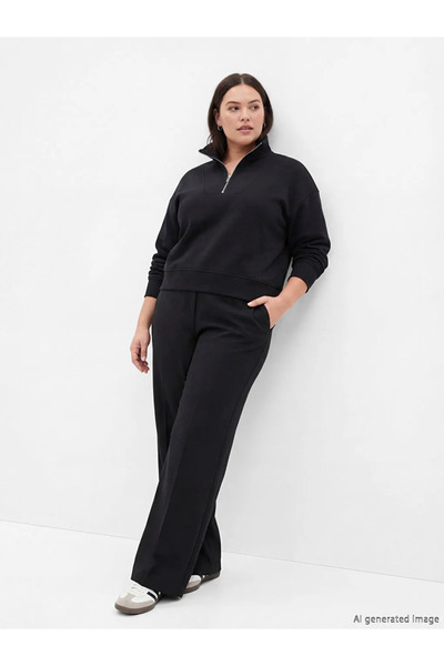 LC Waikiki Μαύρο γυναικείο φούτερ με ελαστική μέση