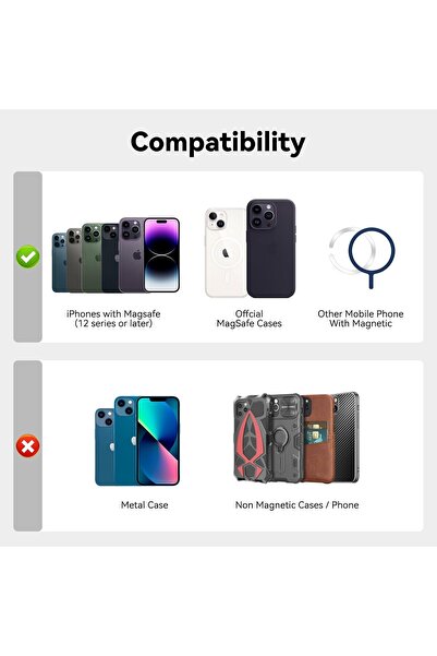 CaseHub iPhone 17-16-15-14-13-12 Telefon Kılıf Arkası Magsafe Kartlık Deri Cüzdan Tüm Modellere Uyumlu Magsafe Aksesuar