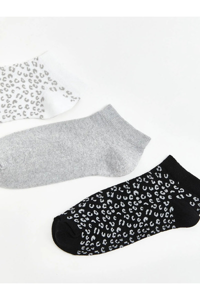 LC Waikiki Γυναικείες κάλτσες με λευκό σχέδιο, σετ 3 τεμαχίων