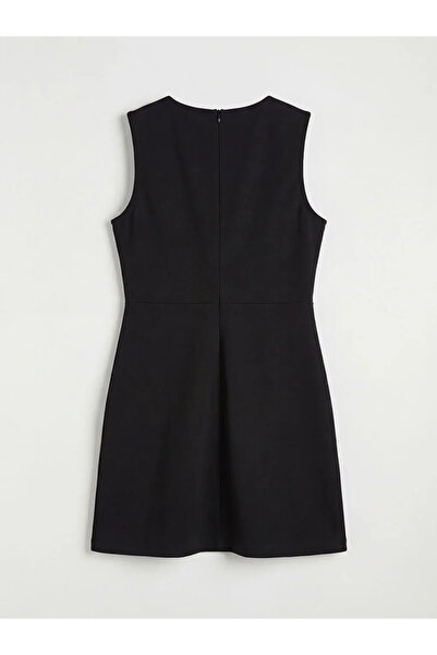 LC Waikiki Μαύρο φόρεμα για κορίτσια με φιόγκο και λαιμόκοψη ποδηλάτου