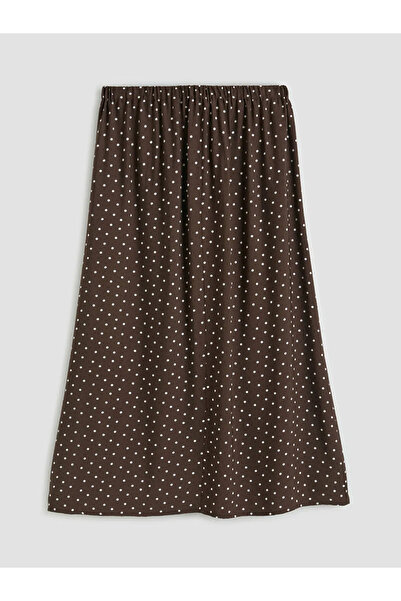 LC Waikiki Καφέ φούστα πουά με ελαστική μέση