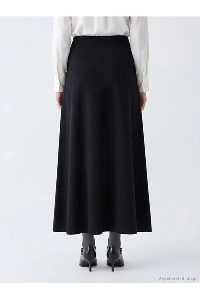 LC Waikiki Μαύρη ελαστική φούστα μέσης