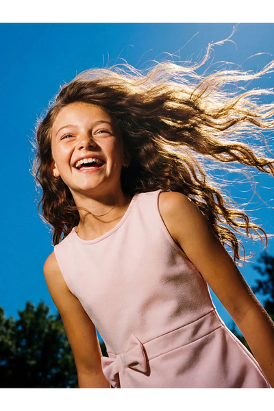 LC Waikiki Ροζ Φόρεμα για Κορίτσια με Φιόγκο