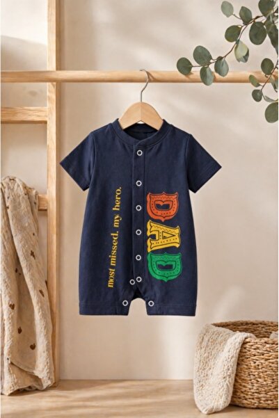 Superbaby Καλοκαιρινό βρεφικό ολόσωμο, ναυτικό μπλε, Μπαμπά