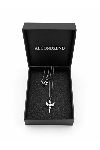 ALCONDZEND Koruyucu Melek Temalı Kristal Zirkon Taşlı Gümüş Rengi İnce Zincir...