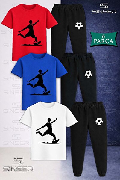 SS SİNSER Children's Football Player Sut Atan Syh 3-Piece T-Shirt Tracksuit Set