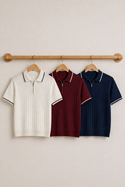 legends butik Ανδρικό Σετ 3 τεμαχίων Premium Πλεκτό Μπλουζάκι με Γιακά Πόλο –...