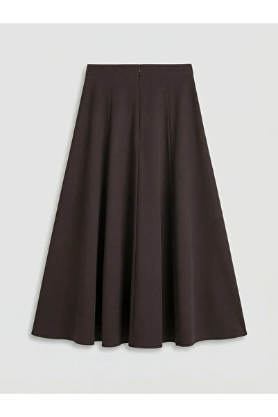 LC Waikiki Καφέ φούστα με φερμουάρ στη μέση