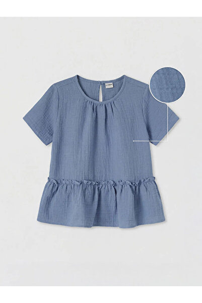 LC Waikiki Μπλούζα μουσελίνας για κορίτσια με βολάν και λαιμόκοψη ποδηλάτου σ...