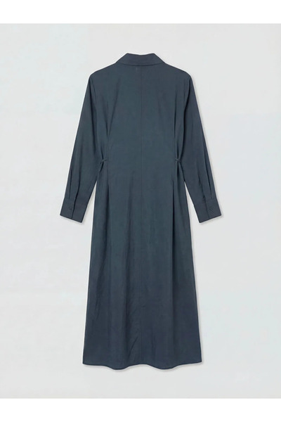 LC Waikiki Γκρι φόρεμα-πουκάμισο με δέσιμο στη μέση και μείγμα υφασμάτων Modal