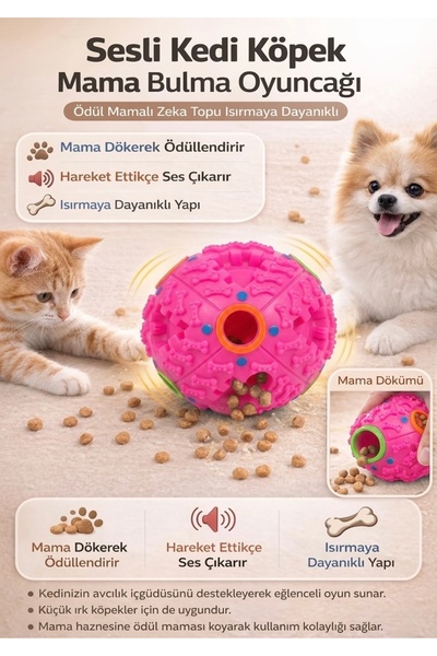 Hakdempet Sesli Kedi Köpek Mama Ödül Topu Zeka Geliştirici İnteraktif Eğitim ...
