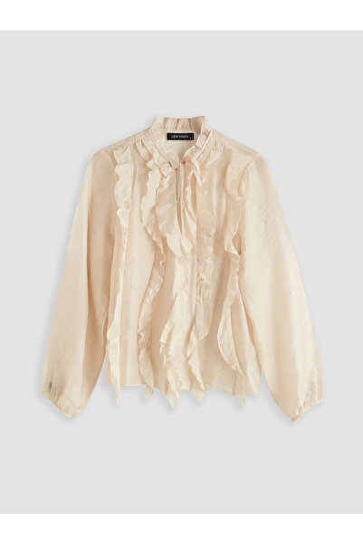 LC Waikiki Μπλούζα με βολάν και δετό γιακά σε χρώμα εκρού