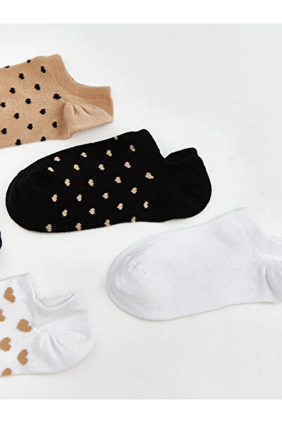 LC Waikiki Γυναικείες κάλτσες sneaker με γκρι σχέδιο, συσκευασία 5 τεμαχίων