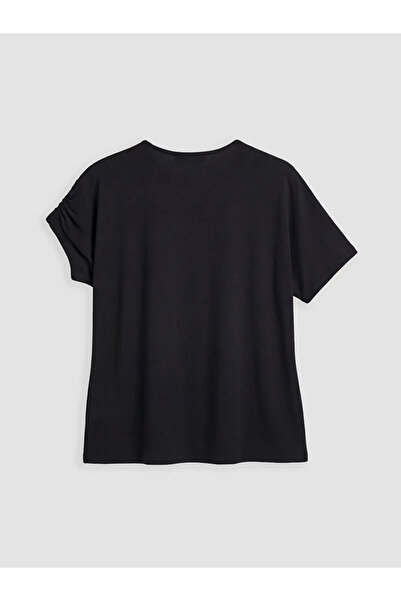 LC Waikiki Μαύρη μπλούζα με μεταλλικές απλικέ και κορδόνι περίσφιξης