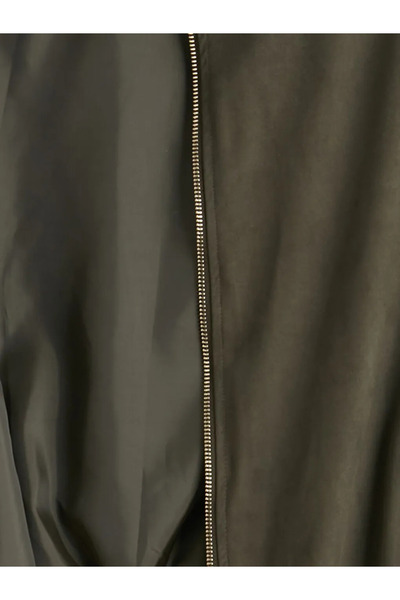 LC Waikiki Χακί Γιακάς πουκαμίσου Όψη σουέτ Γυναικείο Μπουφάν