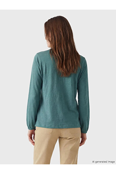 LC Waikiki Πράσινη μπλούζα με κέντημα με λαιμόκοψη