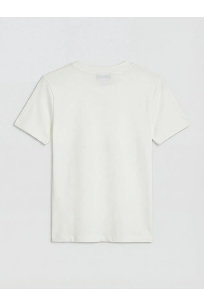 LC Waikiki Λευκή μπλούζα με λαιμόκοψη ποδηλάτου και στρας