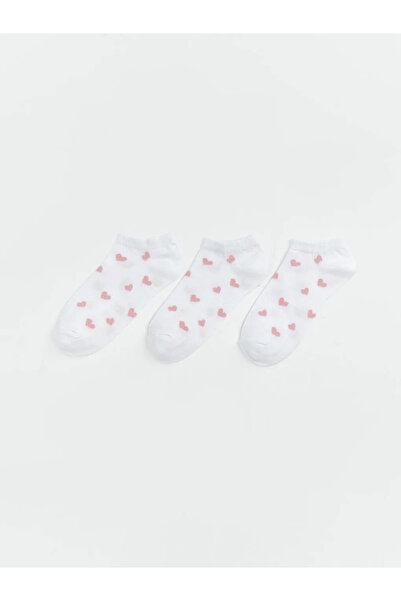 LC Waikiki Γυναικείες κάλτσες με σχέδιο λευκής καρδιάς, 3 τεμαχίων
