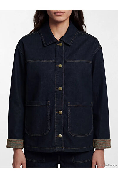 LC Waikiki Γυναικείο τζιν μπουφάν Navy Blue Γιακάς πουκαμίσου