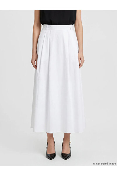 LC Waikiki Λευκή ψηλόμεση πλισέ φούστα