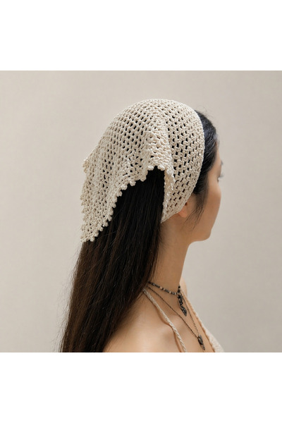 My Scialle El Örgüsü Bandana Krem