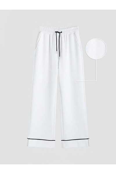 LC Waikiki Λευκό γυναικείο αθλητικό παντελόνι με ελαστική μέση