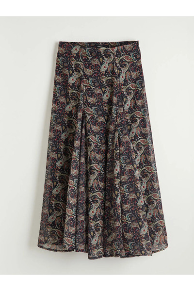 LC Waikiki Μαύρη φούστα με φερμουάρ στη μέση και πιέτες