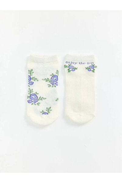 LC Waikiki Εκρού Floral Γυναικεία Μποτάκια Κάλτσες 5 τεμαχίων