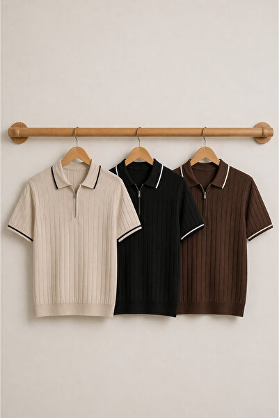 legends butik Ανδρικό Σετ 3 τεμαχίων Premium Πλεκτό Μπλουζάκι με Γιακά Πόλο –...