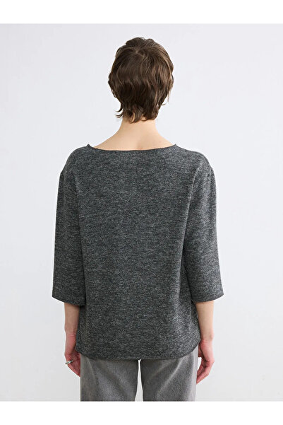 LC Waikiki Μπλούζα με λαιμόκοψη καγιόκαπερ σε ανθρακί χρώμα