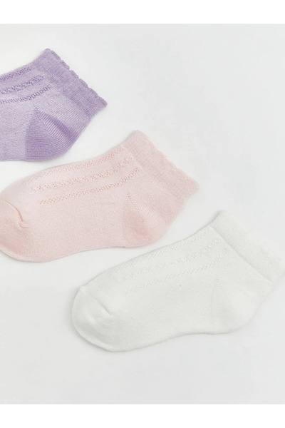 LC Waikiki Ροζ διάτρητες κάλτσες-μποτάκια για κορίτσια, σετ 3 τεμαχίων