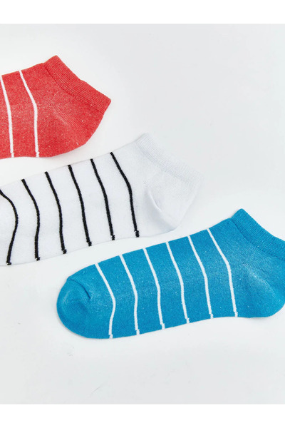 LC Waikiki Ροζ ριγέ γυναικείες κάλτσες μποτάκια 3 τεμαχίων