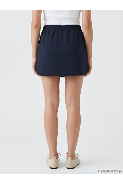 LC Waikiki Μπλε ναυτικό μίνι φούστα με ελαστική μέση και οβάλ κόψιμο