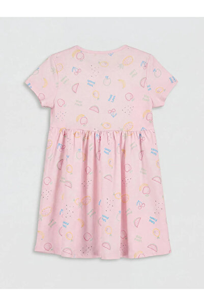 LC Waikiki Κοριτσίστικο φόρεμα με ροζ λαιμόκοψη