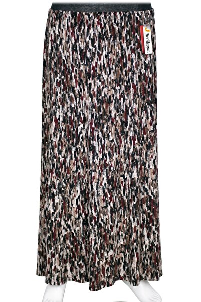 HESNA Women's Ecem Battal Size 8 Piece Elastic Black Skirt D59