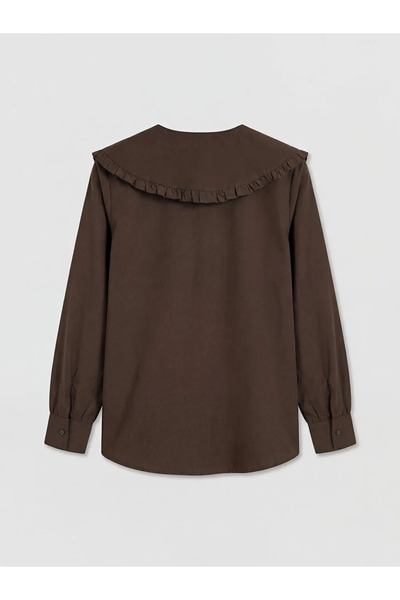 LC Waikiki Καφέ μπλούζα με βολάν για μωρά