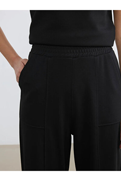 LC Waikiki Μαύρο ελαστικό στη μέση, μαλακό στο χέρι, γυναικείο παντελόνι