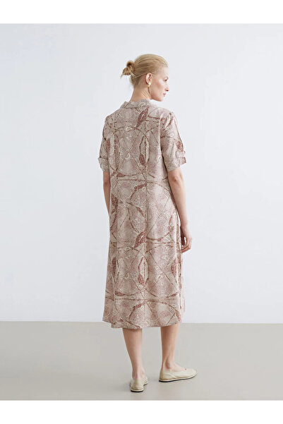 LC Waikiki Φόρεμα με μπεζ πουκάμισο με σχέδιο στο γιακά