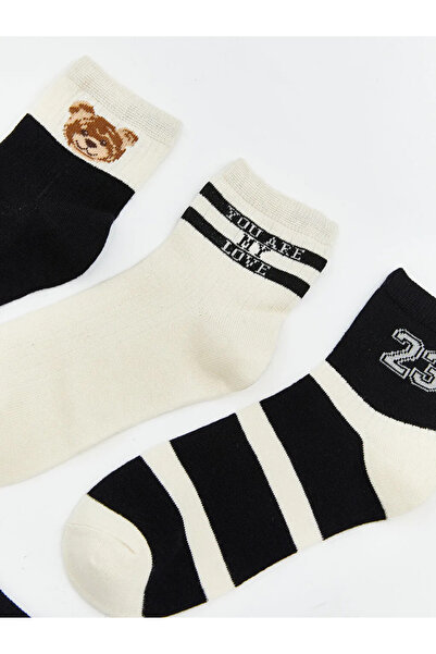 LC Waikiki Γυναικείες κάλτσες με μαύρο σχέδιο, σετ 5 τεμαχίων