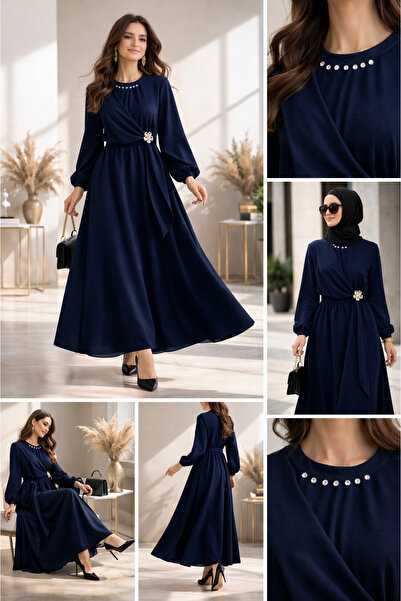 MODA S&S BZLİNE Φόρεμα κουπρά τεσεττούρ με λεπτομέρεια δεσίματος με καρφίτσα ...