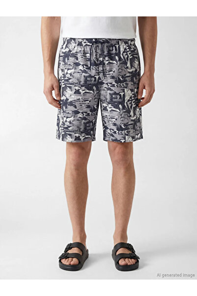 LC Waikiki Pantaloni scurți de baie pentru bărbați, cu model, albastru marin,...