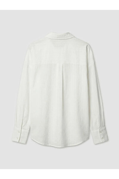 LC Waikiki Λευκό ριγέ γυναικείο πουκάμισο oversize