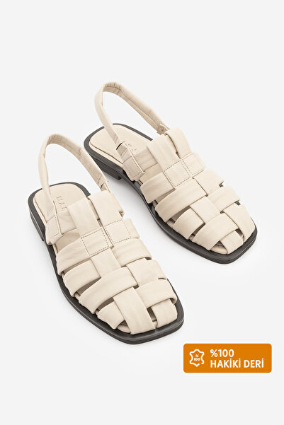 Marjin Γυναικεία σανδάλια από γνήσιο δέρμα με ανοιχτή πλάτη και λουράκια πολλ...