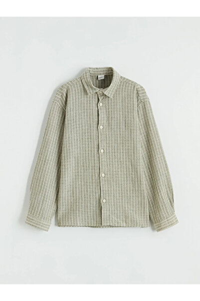 LC Waikiki Πουκάμισο για αγόρια χακί Ριγέ Ποπλίνα