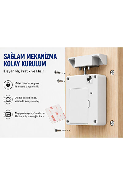 MultiZone Akıllı RFID NFC Dolap ve Çekmece Kilidi Gizli Elektronik Anahtarsız...